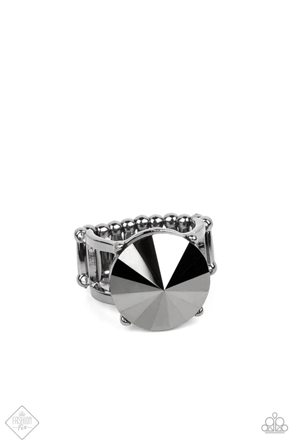 Showcase Social - Oversized Black/Gunmetal Hematite Ring R#6860