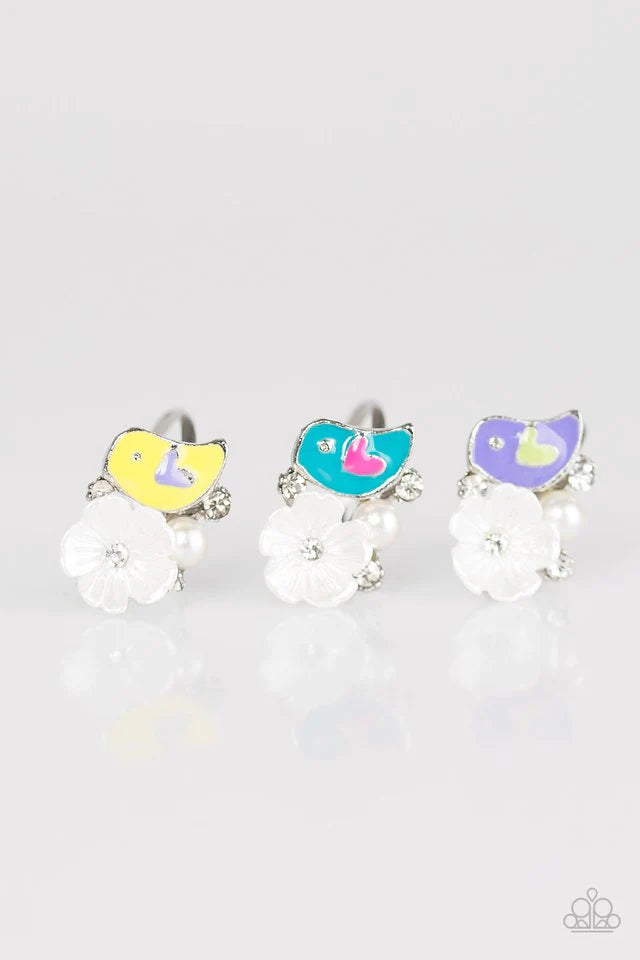Starlet Shimmer - Purple Pearl 3D LOVE Bird/Floral Encrusted Rings SS#151 Lil Divas