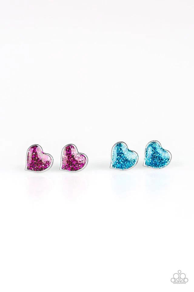 Starlet Shimmer - Hot Pink 3D Puff Heart Glitter Encrusted Earrings SS#122 Lil Divas & Women