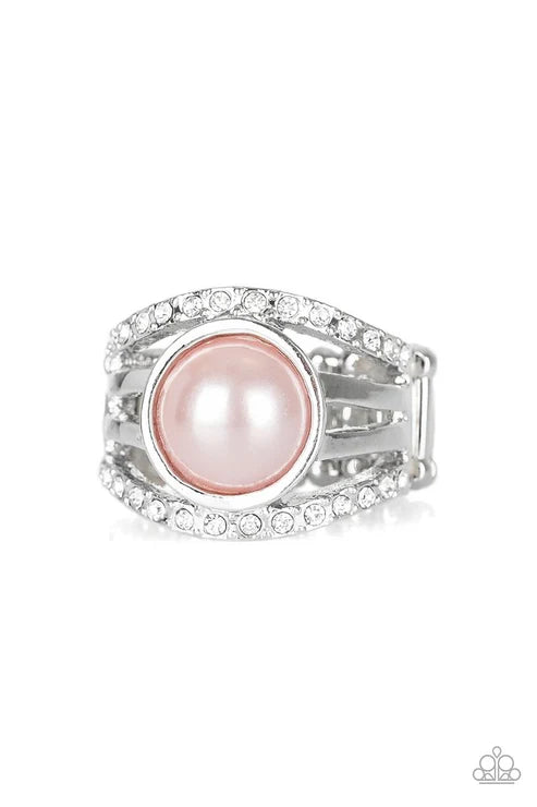 A Big Break - Oversized Pink Pearl Encrusted Arc Ring R#083