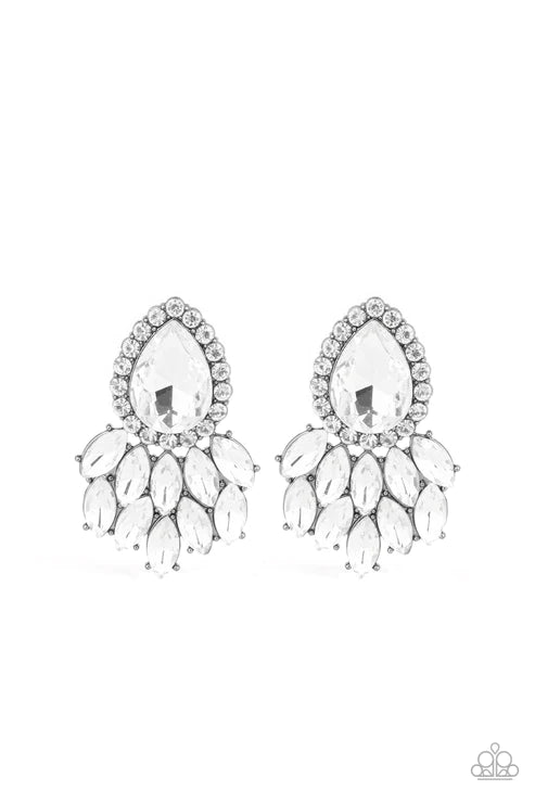 A Breath of Fresh HEIR - Oversized Black Dramatic Regal Marquise/Teardrop Cascade Earrings E#3785