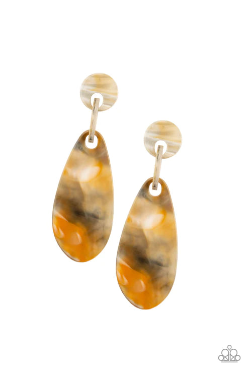 A HAUTE Commodity - Oversized Yellow Smoky Marble Retro Earrings E#2816