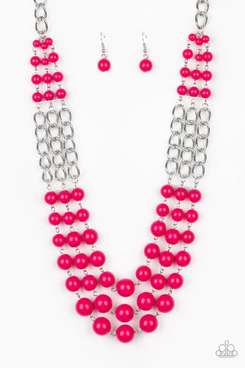 A La Vogue - Pink Bubbly Chain Links Necklace N#4418