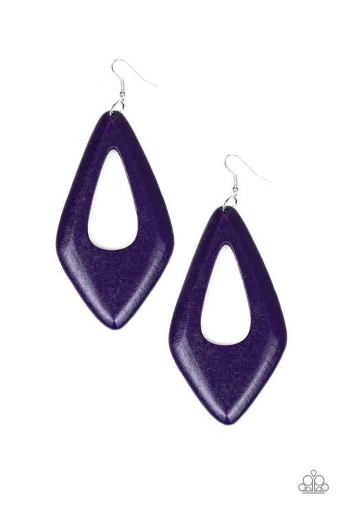A SHORE Bet - Oversized Purple Anchor Wood Earrings E#3939