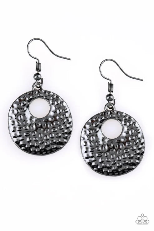A Taste For Texture - Black Embossed Tactile Textured Earrings E#3974