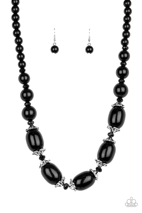After Party Posh - Oversized Black Crystal Link Accent Necklace N#4258
