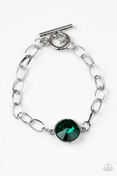All Aglitter - Green Gem Tiffany Clasp Bracelet B#6045