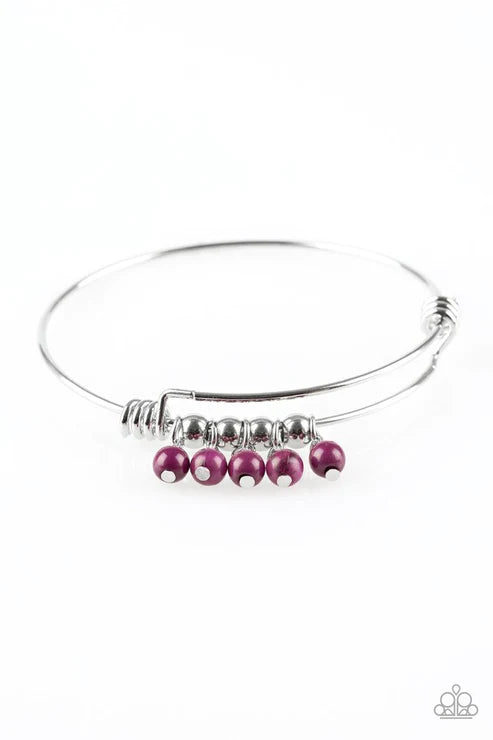 All Roads Lead To ROAM - Purple Glassy Wire Coiled Adjustable Bangle Bracelet B#4171