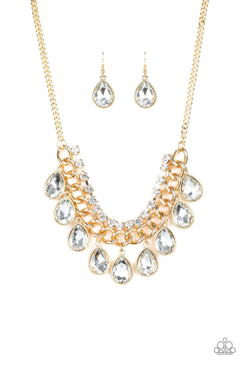 All Toget-HEIR Now - Oversized Gold Dramatic Teardrop Fringe Necklace N#3801