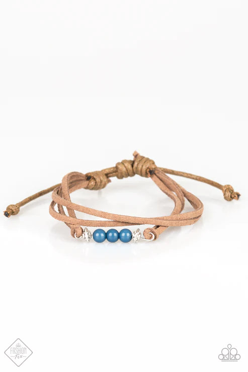Always Up For Adventure - Blue Suede Adjustable Sliding Knot Bracelet B#3809