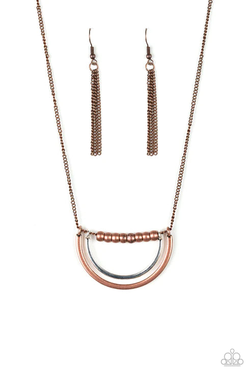 Artificial Arches - Copper (Copper/Silver) Bowing Accent Necklace N#4393