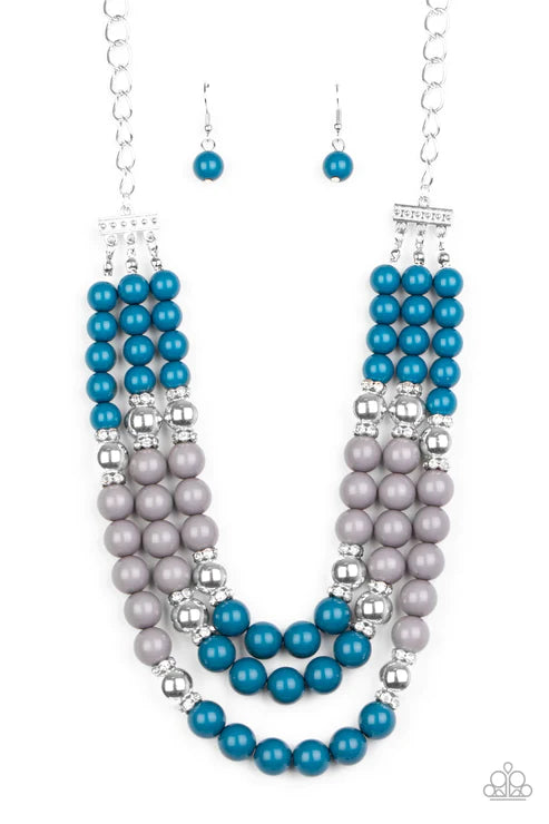 BEAD Your Own Drum - Blue (Gray/Silver) Infused Collision Accent Necklace N#2811