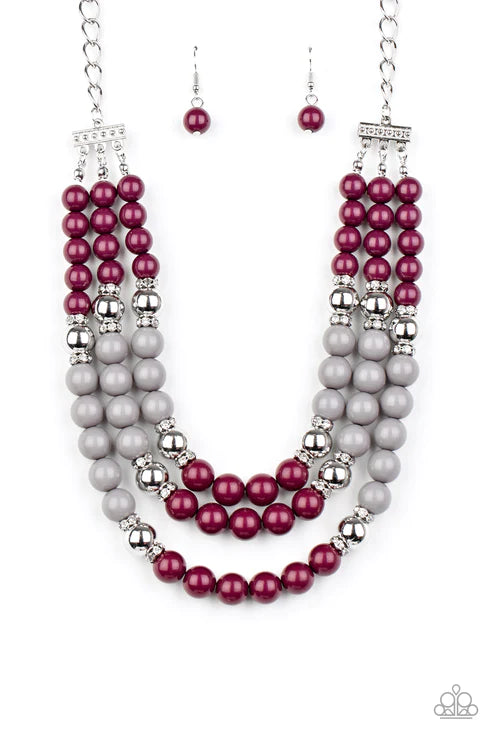 BEAD Your Own Drum - Purple (Plum /Gray/Silver) Infused Collision Accent Necklace N#2748