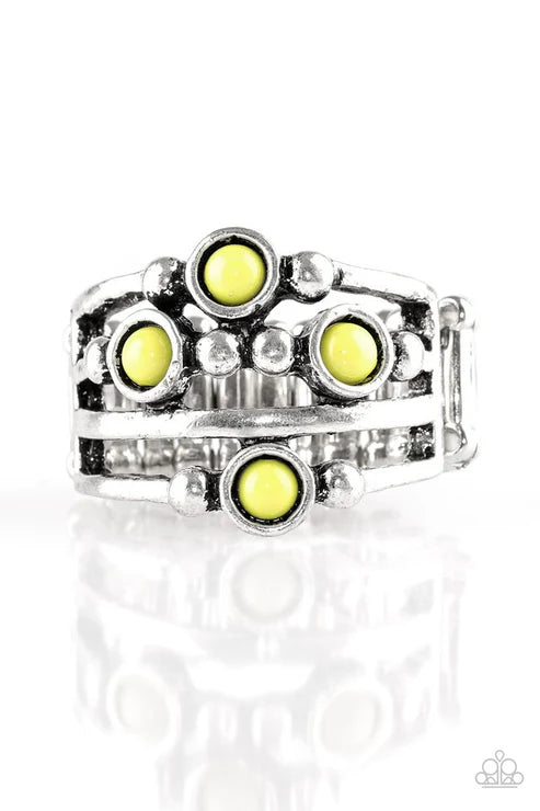 Beach House Party - Green Mismatched Sporadically Dotted Studded Ring R#6377