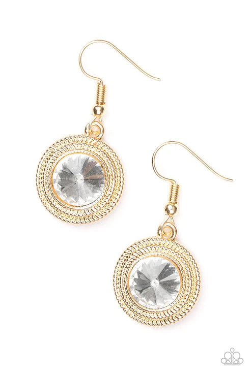 Beginners LUXE - Gold Round Textured Earrings E#4037