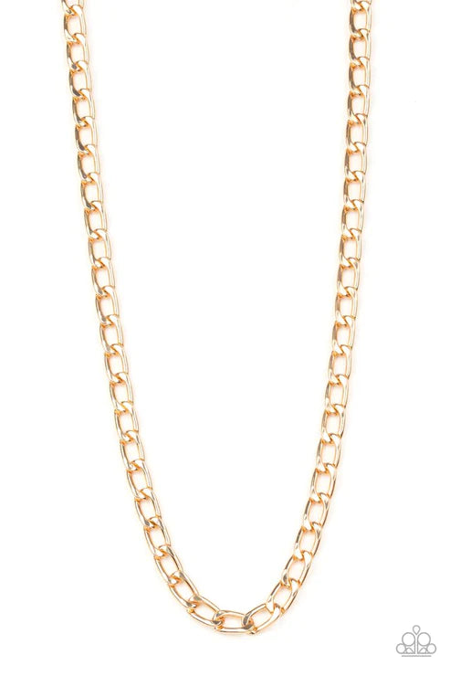 Big Win - Oversized Gold Beveled Cable Chain Link Urban Necklace N#5326