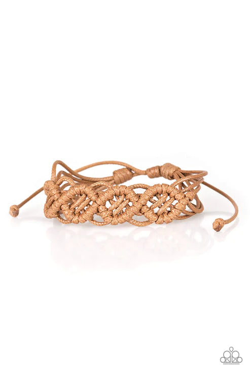 Boondocks and Bonfires 2 - Brown Nautical Weaved Braided Cord Adjustable Sliding Knot Closure Urban Bracelet B#3689