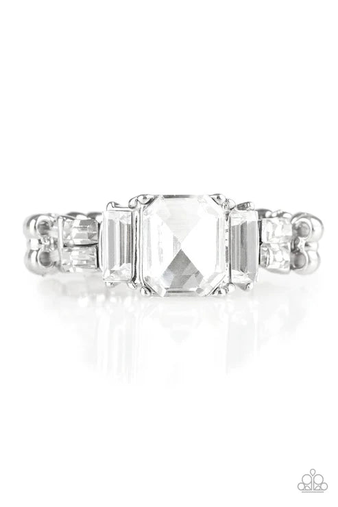 Born To Rule - White Encrusted Stacked Ring R#7247