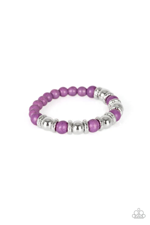 Across the Mesa - Purple Silver Accents Stones Bracelet B#6503