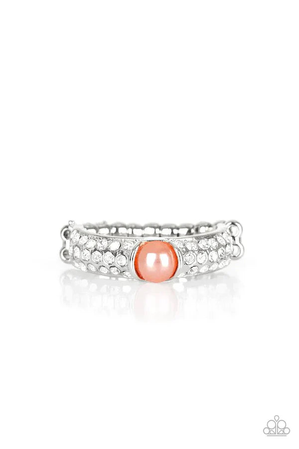 Brighten Your Day - Orange (Coral) Pearl Encrusted Ring R#6795