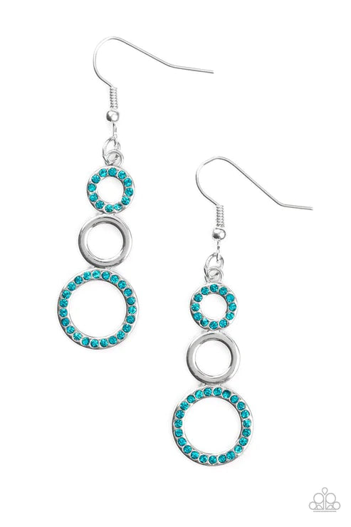 Bubble Bustle - Bubbly Blue Connected Circle Encrusted Earrings E#167
