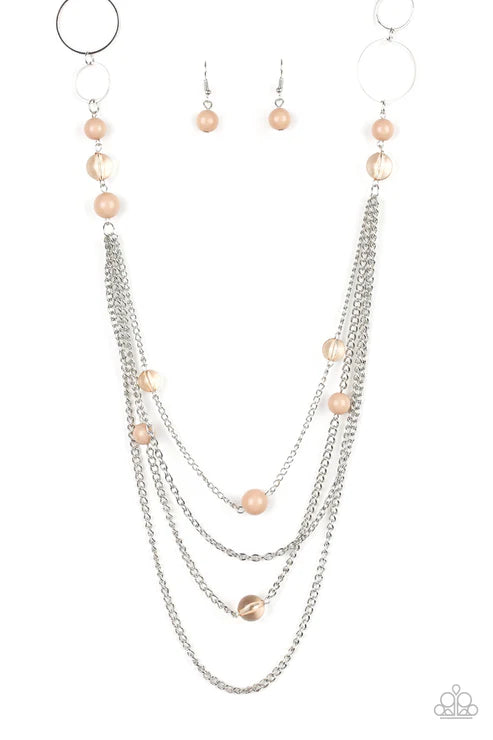 Bubbly Bright - Bubbly Brown/Glassy Hoop/Chains Necklace N#4538