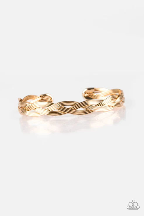 Business As Usual - Gold Braided Wire Cuff Bracelet B#5821