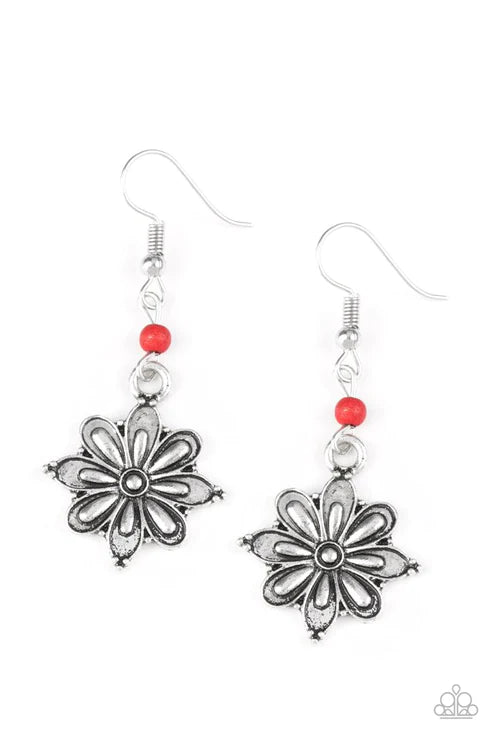 Cactus Blossom - Red 3D Cactus Blossom Stone Earrings E#3640