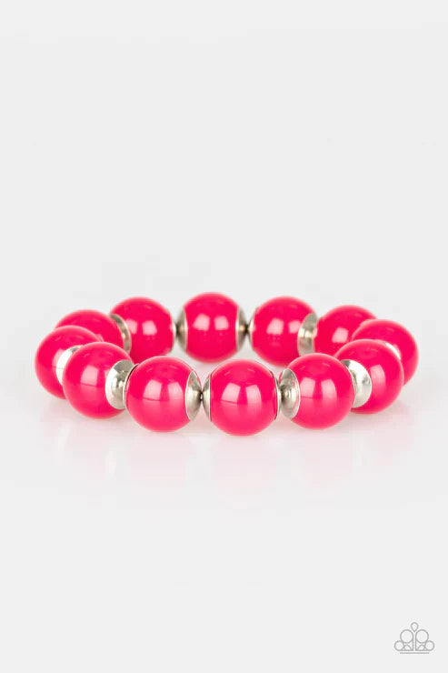 Candy Shop Sweetheart - Oversized Pink Metallic Accent Bracelet B#7412