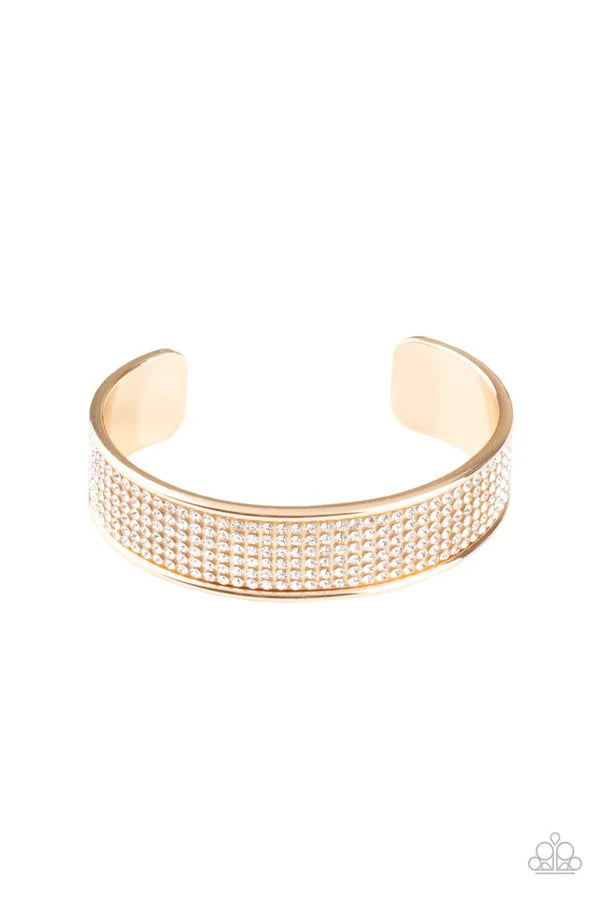 Cant Believe Your ICE - Oversize Gold Encrusted Cuff Bracelet B#6821