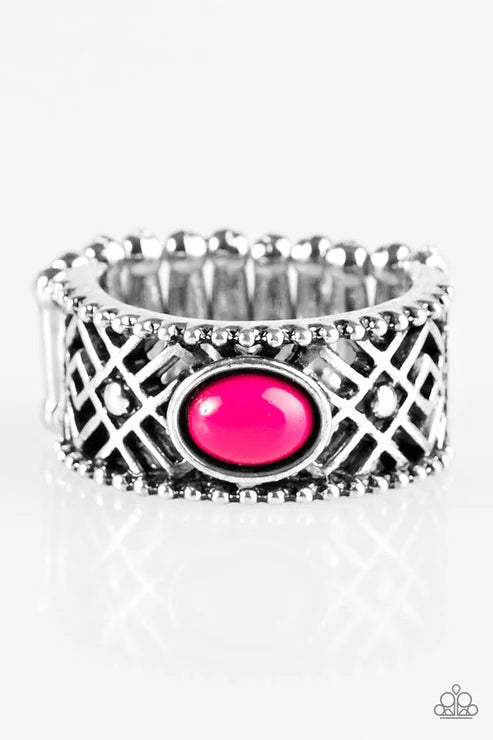 Cave Babe - Pink Textured Tribal Ring R#6436