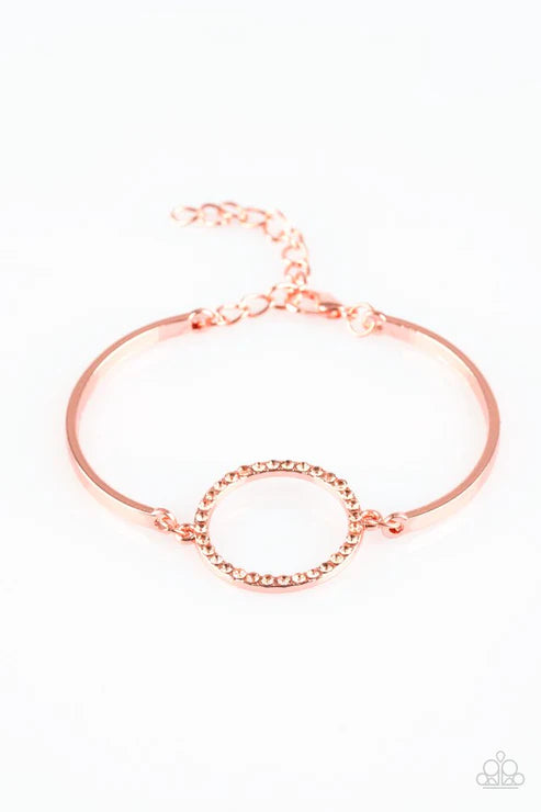 Center Of Couture - Copper Peach Encrusted Circular Bracelet B#5654