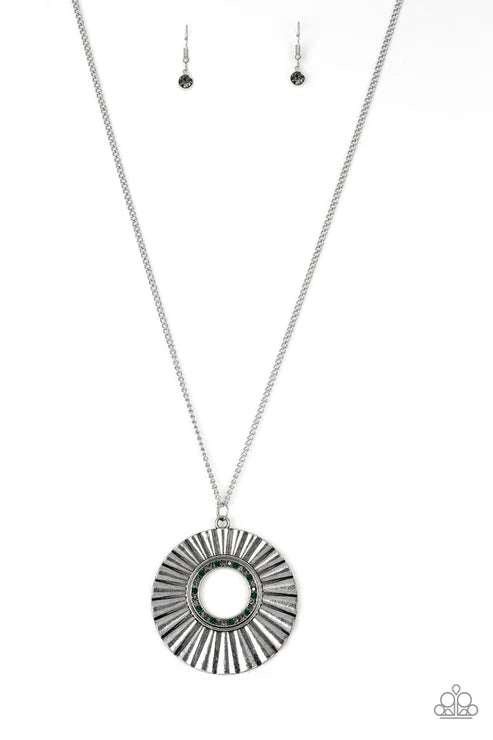 Chicly Centered - Multi Encrusted Gritty Ripped Fared Necklace N#5900
