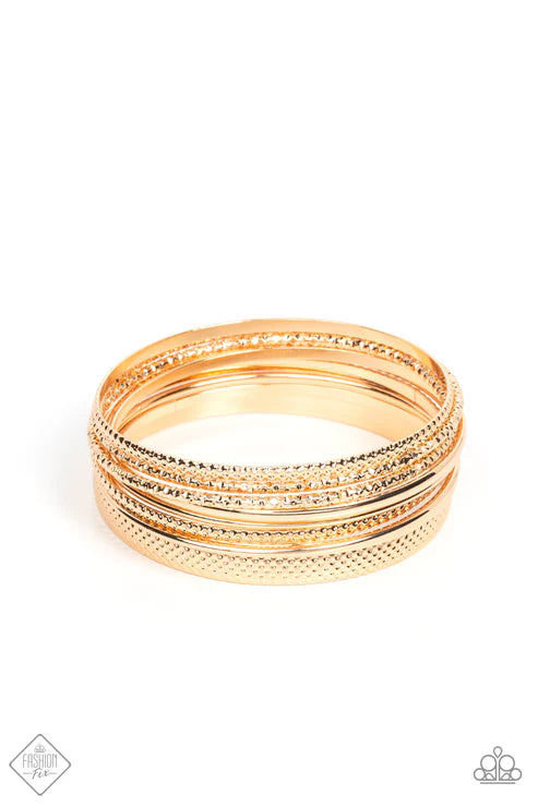 Circlet Circus - Gold Shimmer Smooth Textured Bangle Bracelet Stack B#6703