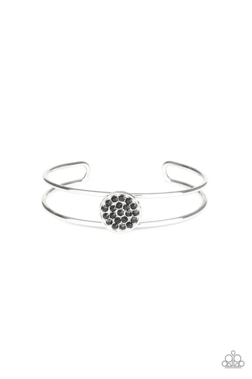 Dial Up The Dazzle - Black Encrusted Disc Cuff Bracelet B#6491