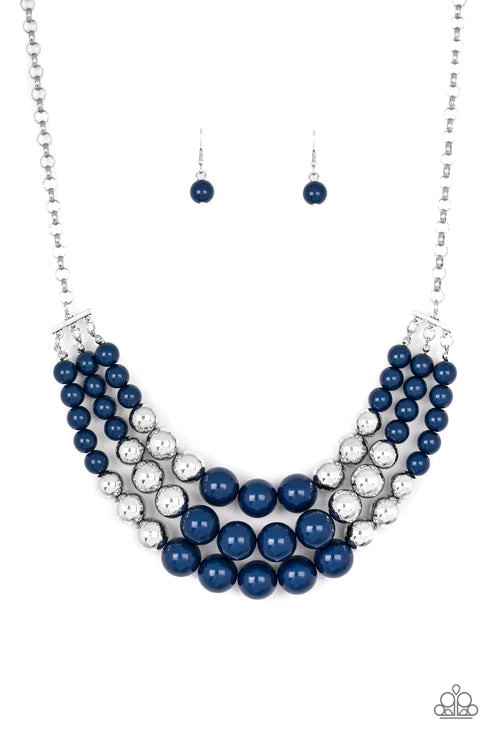 Dream Pop - Oversized Blue/Silver Layered Accent Necklace N#3369
