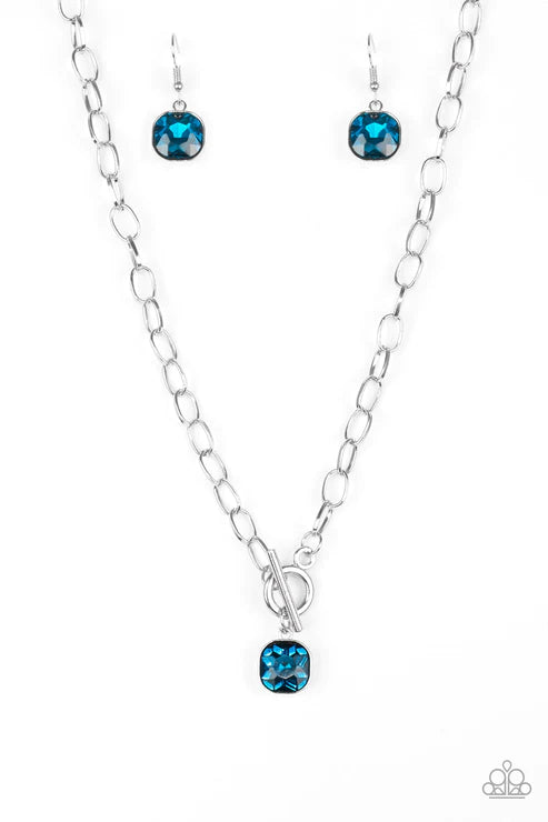 Dynamite Dazzle - Blue Dramatic Tiffany Clasp Necklace N#3193