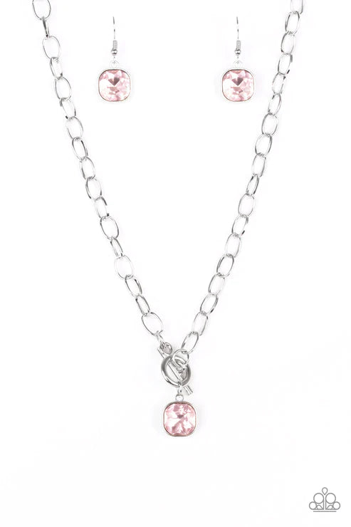 Dynamite Dazzle - Pink Dramatic Tiffany Clasp Necklace N#5120