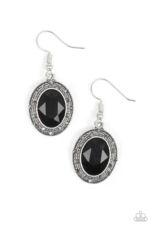 East Side Etiquette - Black Smoky Encrusted Textured Earrings E#6612