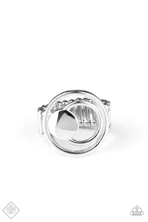Edgy Eclipse - Silver Airy Eclipse Disc Hoop Ring R#752