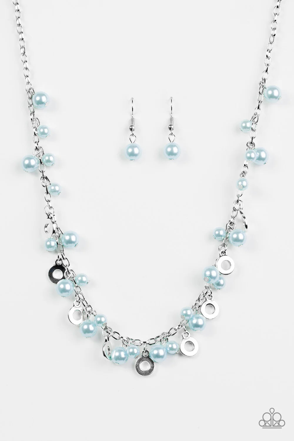 Elegant Ensemble - Blue Pearl Disc Accent Fringe Necklace N#7167