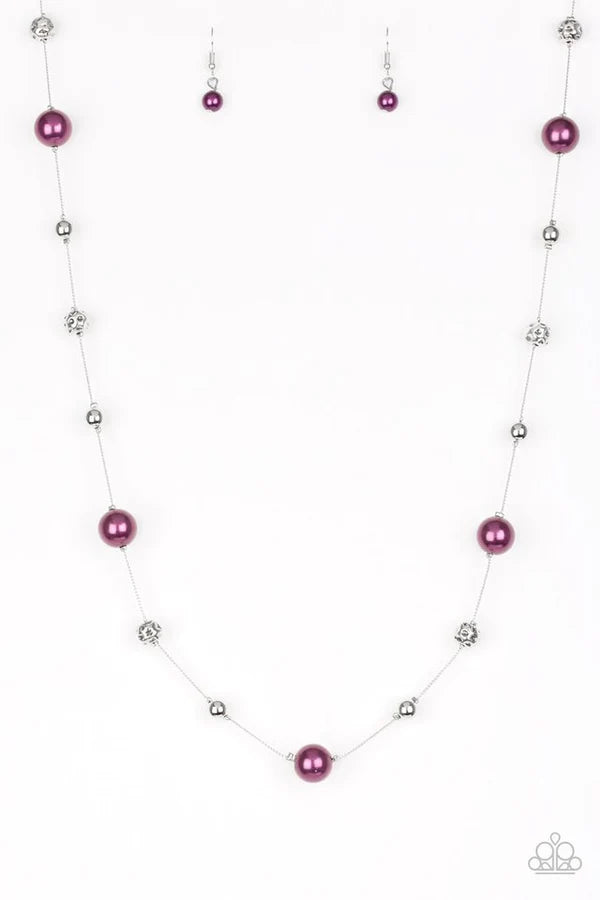 Eloquently Eloquent - Purple Infused Pearl Hammered Accent Necklace N#7038