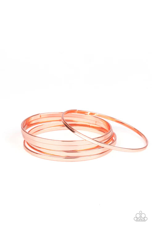 Ensnared - Copper Flat Bangles Bracelet Stack B#3868