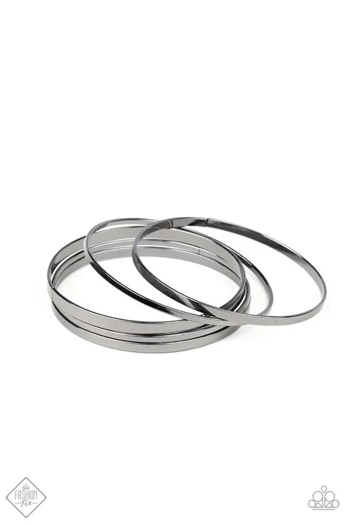 Ensnared - Gunmetal Flat Bangles Bracelet Stack B#1790
