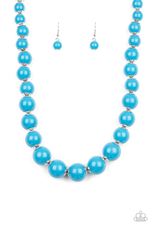 Everyday Eye Candy - Oversized Blue Metallic Cascade Accent Necklace N#5856