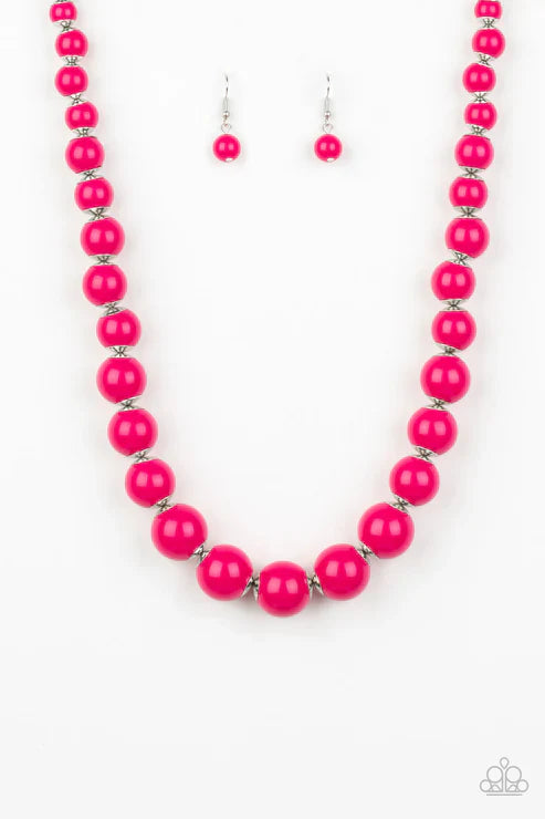 Everyday Eye Candy - Oversized Pink Metallic Cascade Accent Necklace N#7411