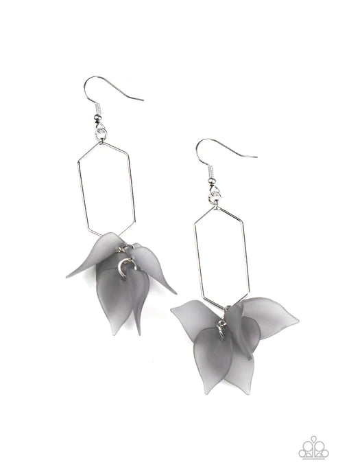 Extra Ethereal - Silver Airy Curved Geometric Petal Cluster Earrings E#5705