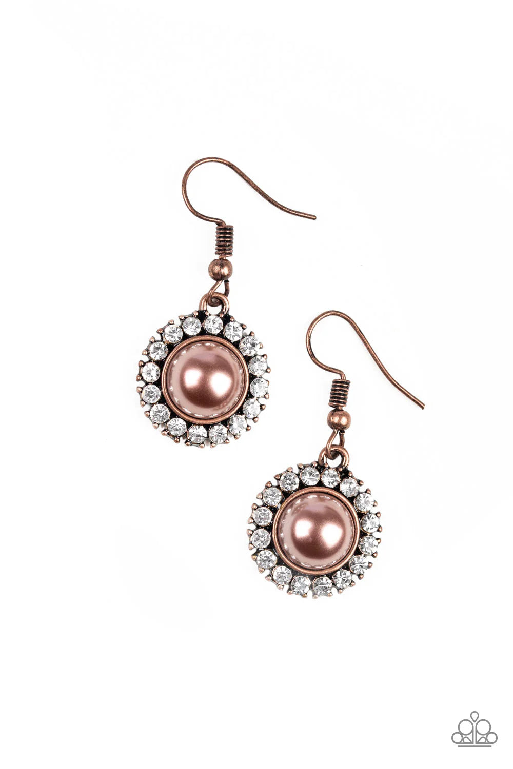 Fashion Show Celebrity - Copper Pearl Encrusted Earrings E#7089