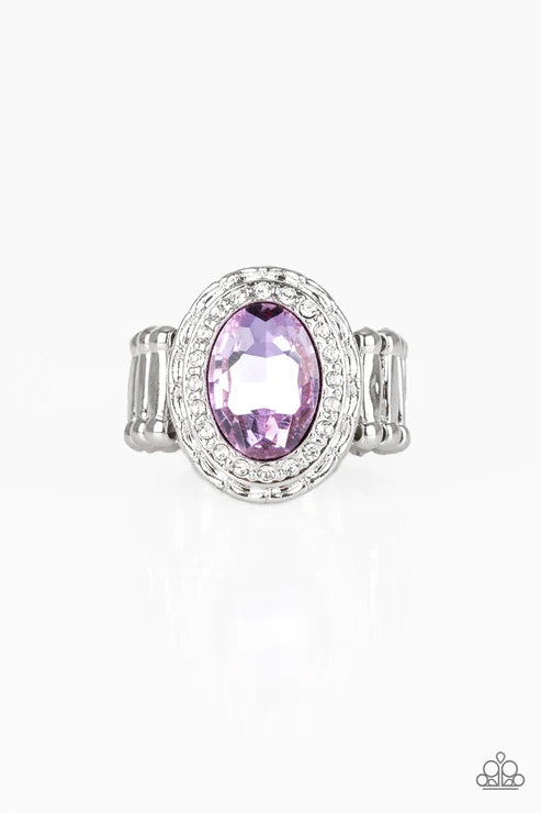 Fiercely Flawless - Purple Faceted Textured Encrusted Ring R#6136