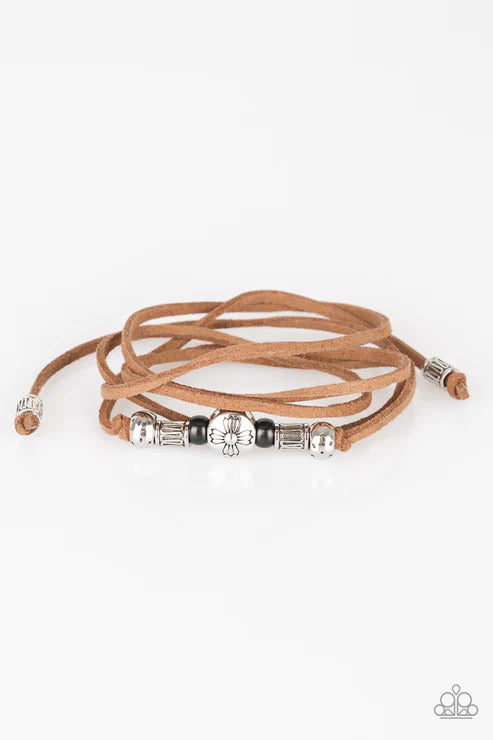 Find Your Way - Black Knotted Tie Suede Urban Bracelet B#4791